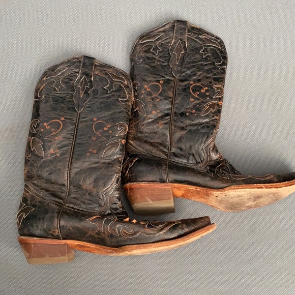 Brown Leather Authentic Cowboy Boots - Picture 2 of 2